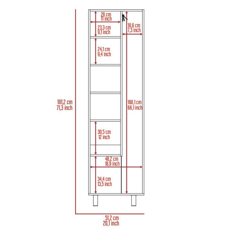 Halifax 2 Door Rectangle Closet Pantry Light Gray And White