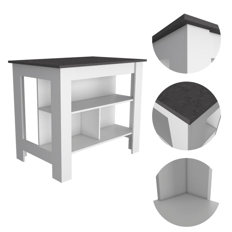 Rockaway 3 Shelf Kitchen Island White And Onix