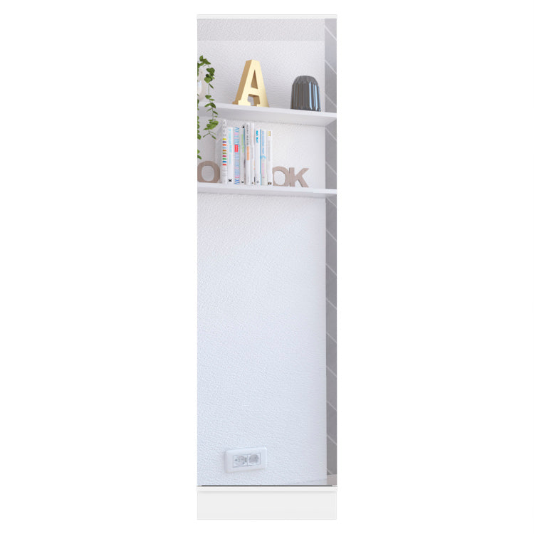Cassidy Rectangle Tall Shoe Cabinet With Mirror White