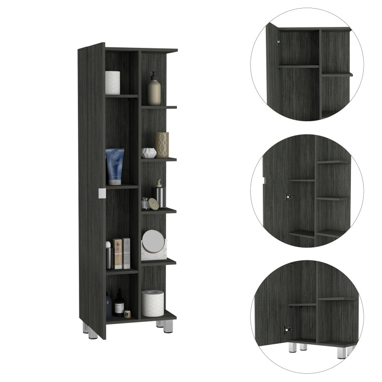 Smokey Oak 5 Shelf Linen Cabinet