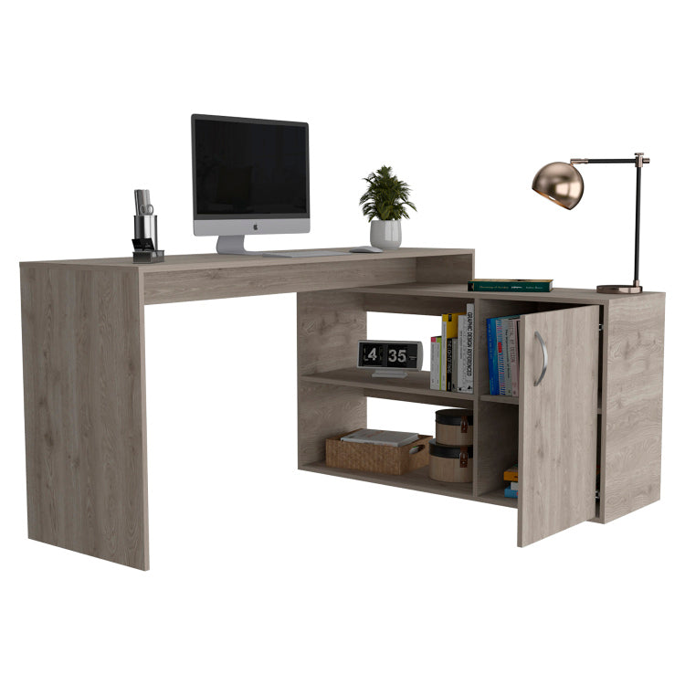 Ridley 2 Shelf L Shaped Writing Desk Light Gray