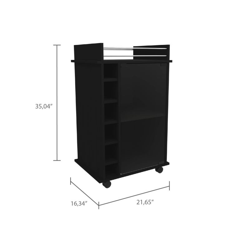 6 Bottle 3 Shelf Bar Cart Wenge