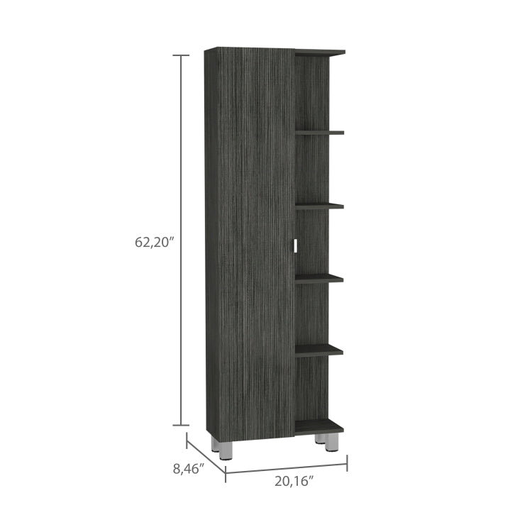 Smokey Oak 5 Shelf Linen Cabinet