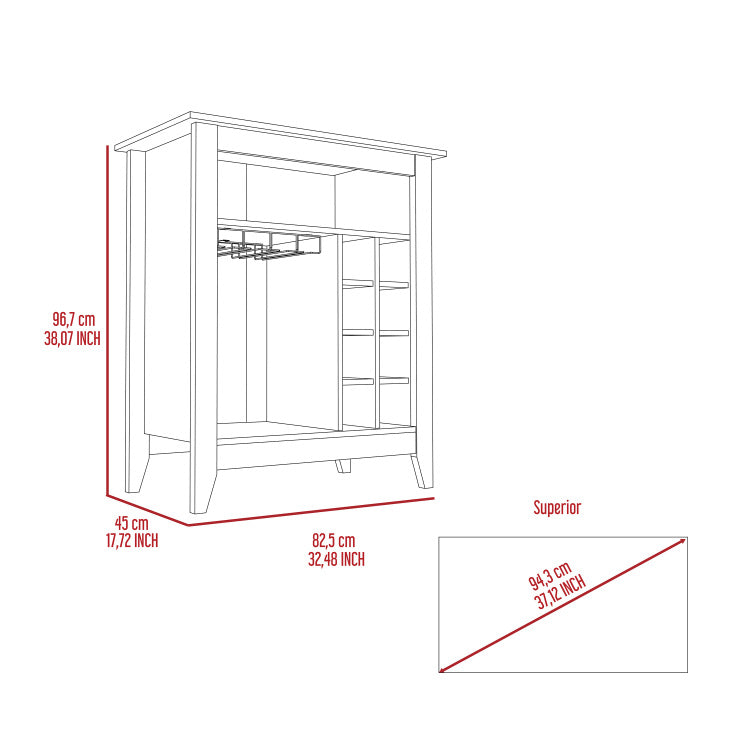 Canaan 6 Bottle 1 Drawer 1 Shelf Bar Cabinet Light Grey