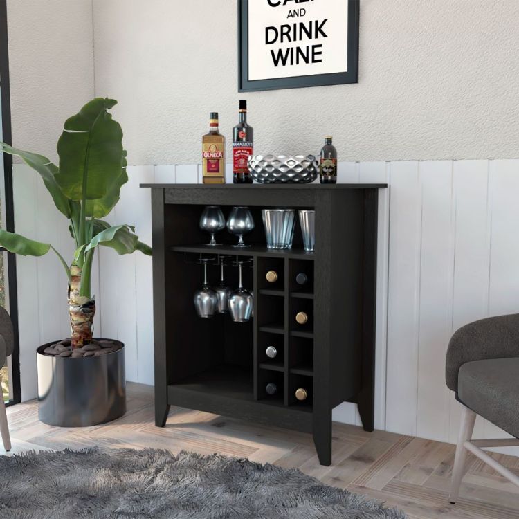 6 Bottle 1 Drawer 1 Shelf Bar Cabinet Wenge