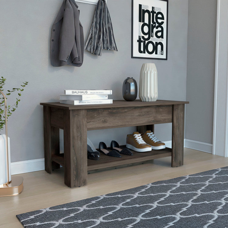 Karmen 1 Shelf Lid Top Storage Table Dark Brown