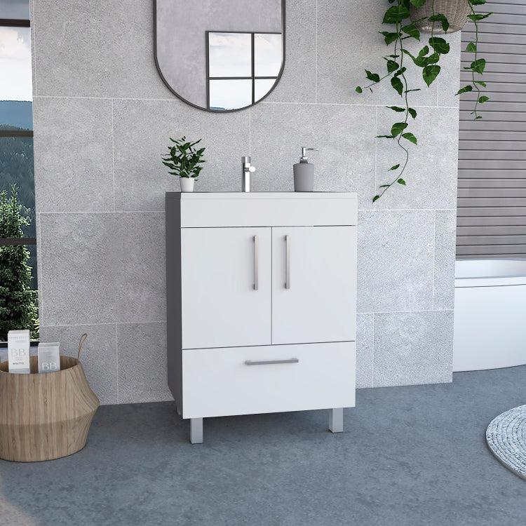White 2 Door Rectangle Single Bathroom Vanity