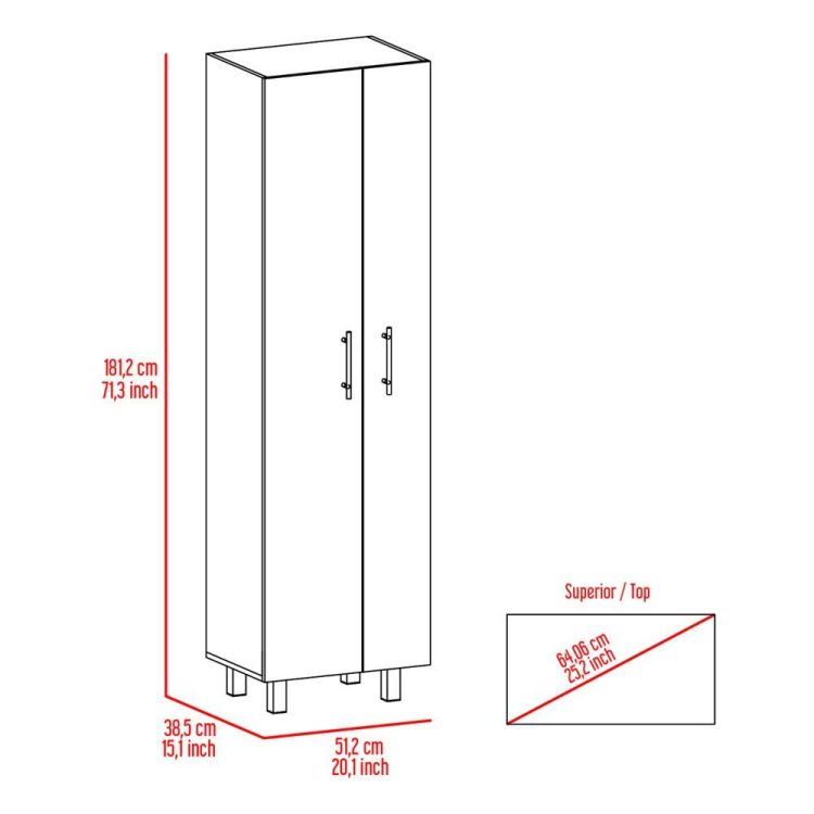 Halifax 2 Door Rectangle Closet Pantry Light Gray And White