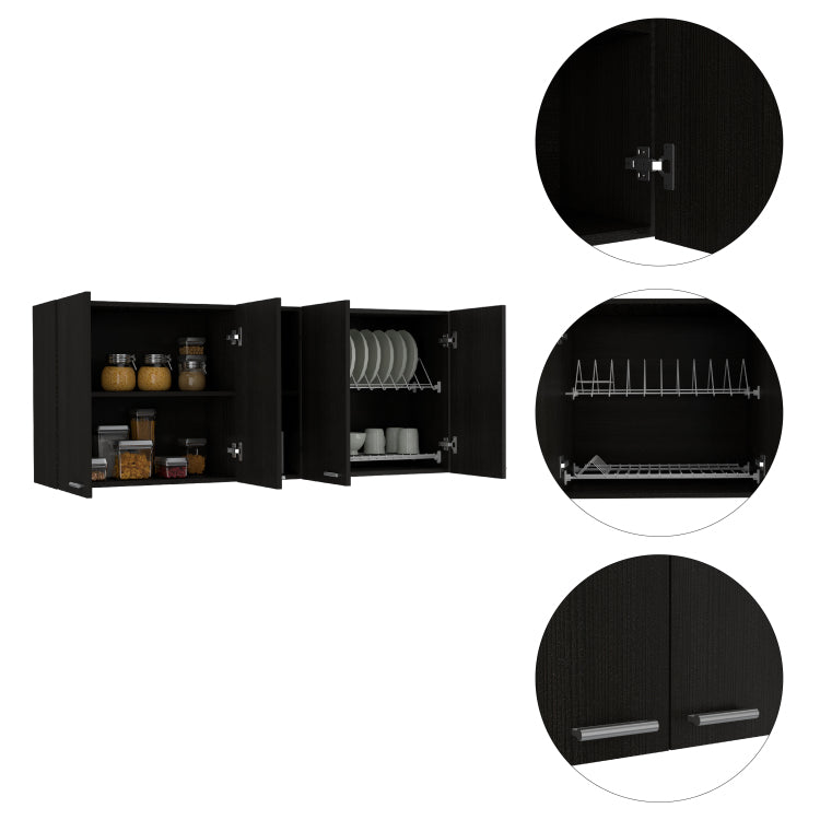 59 Inch Four Swing Doors Wall Cabinet Wenge