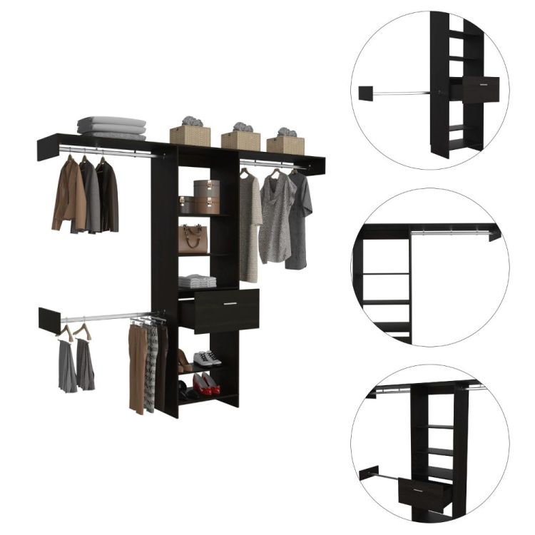 1 Drawer 4 Shelf Closet System Wenge