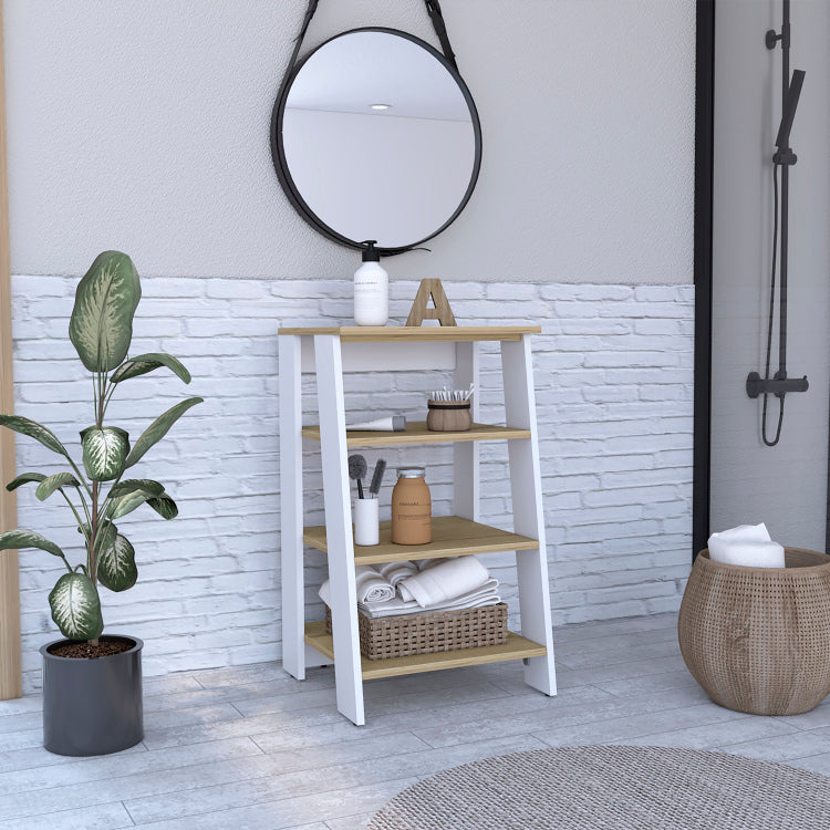 Nashua 4 Shelf Linen Cabinet Light Oak And White