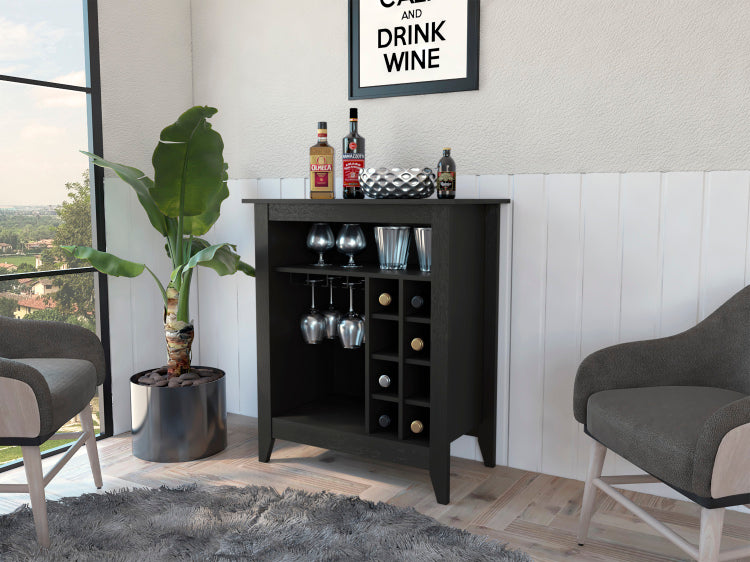 6 Bottle 1 Drawer 1 Shelf Bar Cabinet Wenge