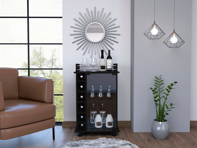 6 Bottle 3 Shelf Bar Cart Wenge