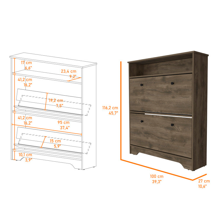 Cranbery 2 Shelf Shoe Rack Dark Brown
