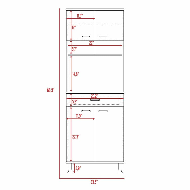 1 Drawer 1 Shelf Area Pantry With Adjustable Metal Legs Wenge
