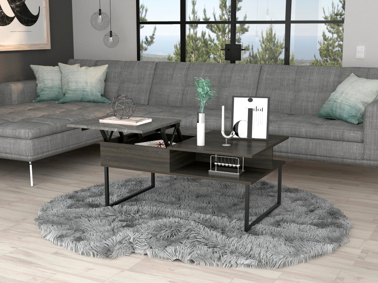 Carbon Espresso And Onyx 1 Shelf Lift Top Coffee Table