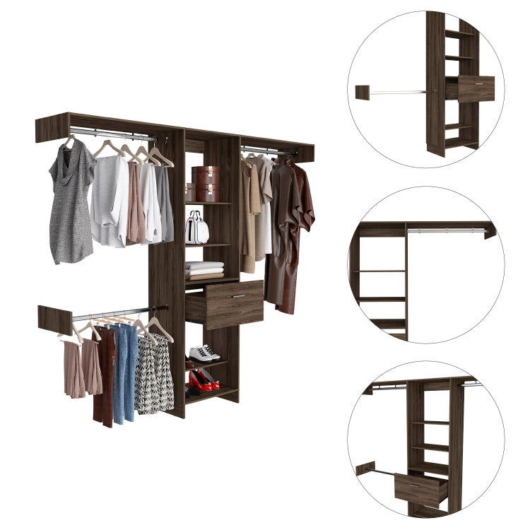 Calveston 1 Drawer 4 Shelf Closet System Dark Walnut