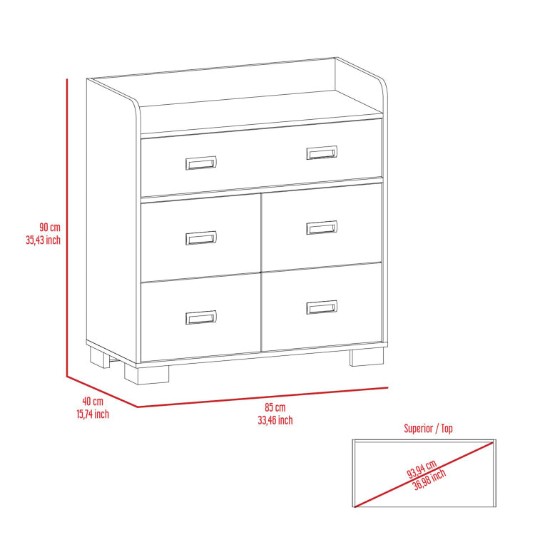 Edgemont 5 Drawer Dresser White
