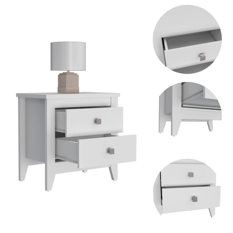 Windsor 2 Drawer Nightstand White