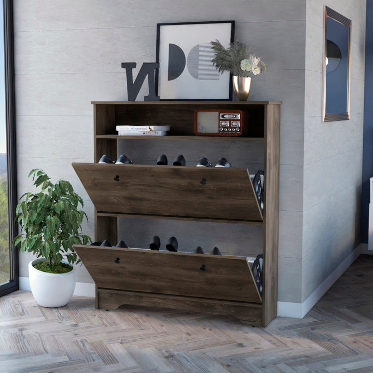 Cranbery 2 Shelf Shoe Rack Dark Brown
