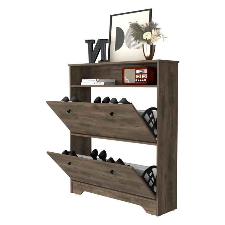 Cranbery 2 Shelf Shoe Rack Dark Brown