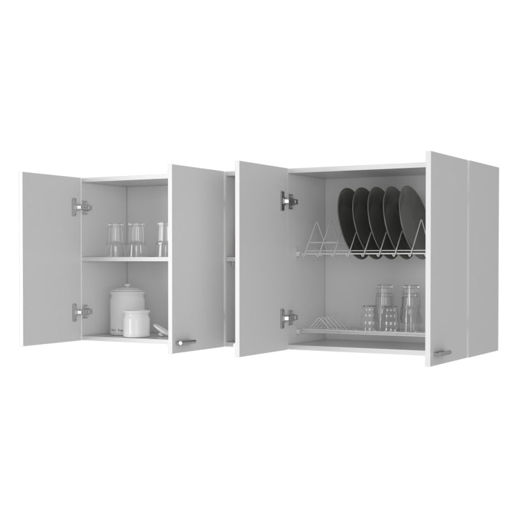 Menlo 59 Inch Four Swing Doors Wall Cabinet White