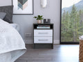 Smokey Oak And White 2 Drawer 1 Shelf Rectangle Nightstand