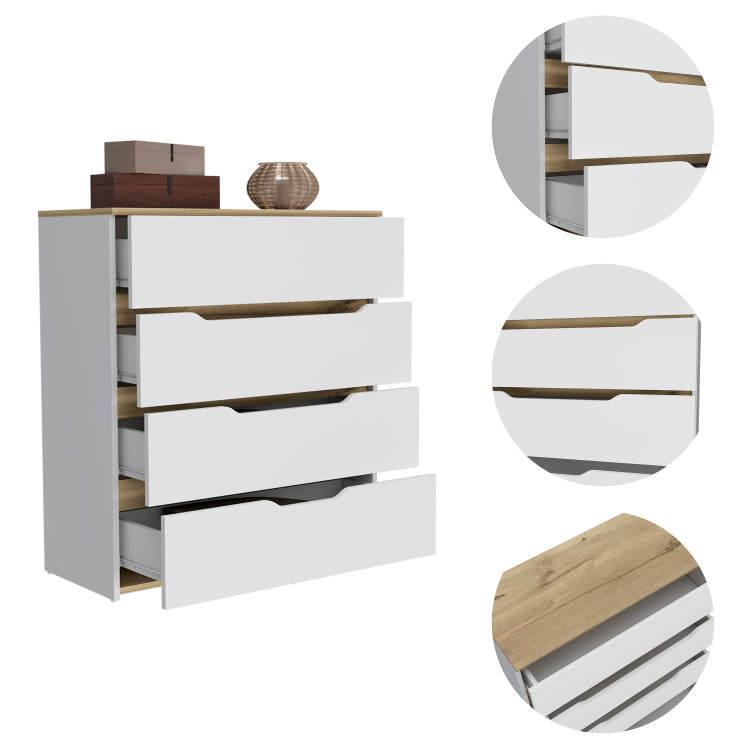 Lynbrook 4 Drawer Dresser White And Light Oak