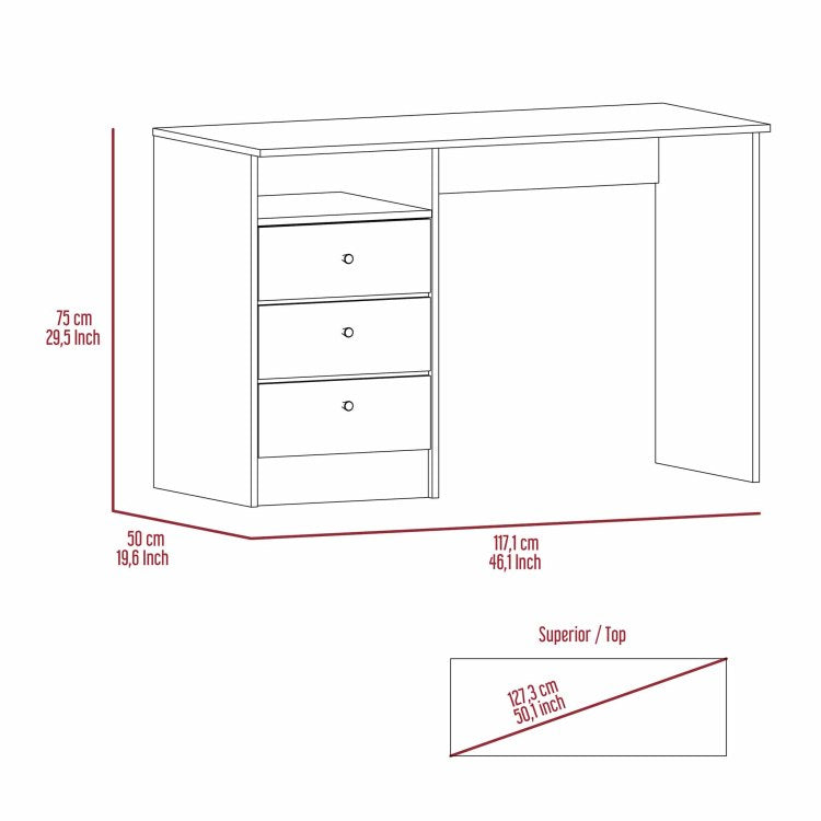 Light Oak 6 Shelf Writing Desk With Built In Bookcase