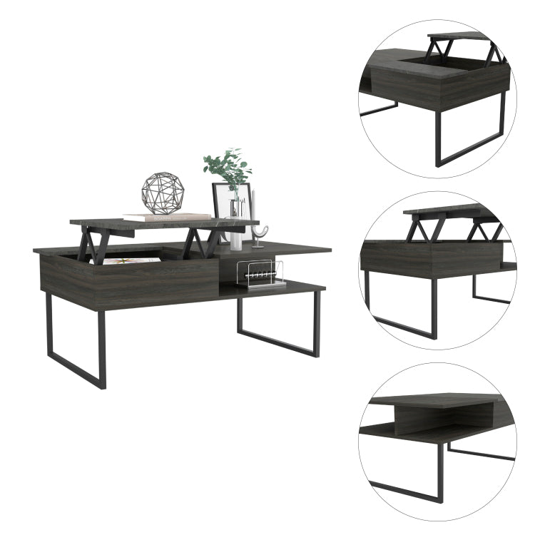Carbon Espresso And Onyx 1 Shelf Lift Top Coffee Table