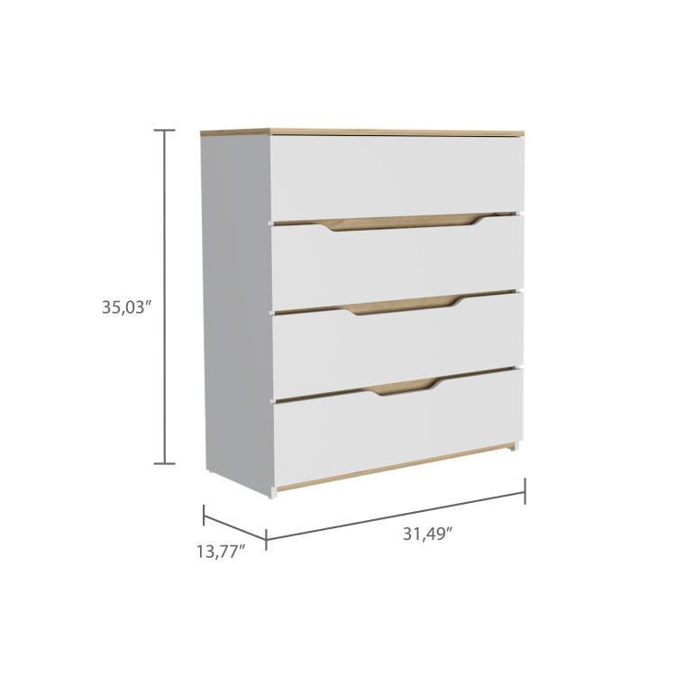 Lynbrook 4 Drawer Dresser White And Light Oak