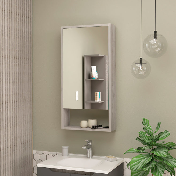 Burlington Rectangle Medicine Cabinet With Mirror Light Grey