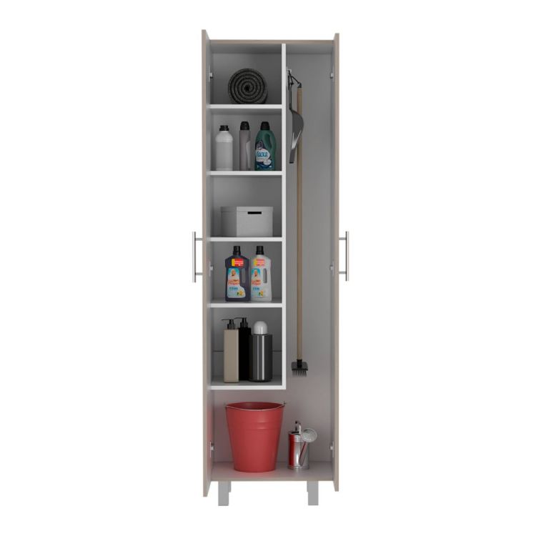 Halifax 2 Door Rectangle Closet Pantry Light Gray And White