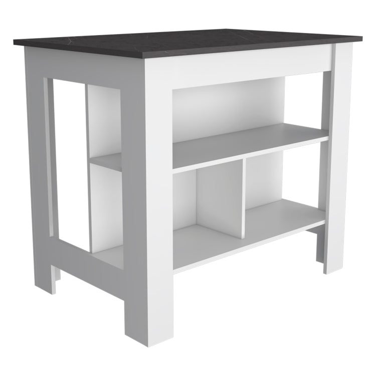 Rockaway 3 Shelf Kitchen Island White And Onix