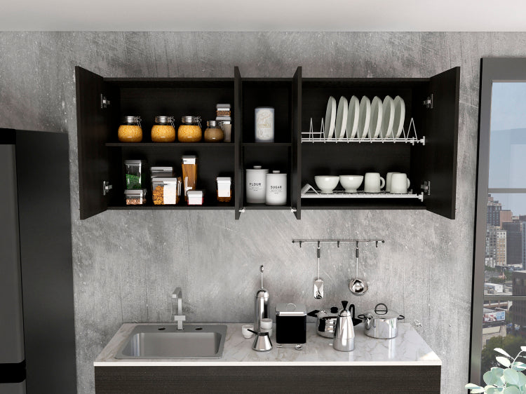 59 Inch Four Swing Doors Wall Cabinet Wenge