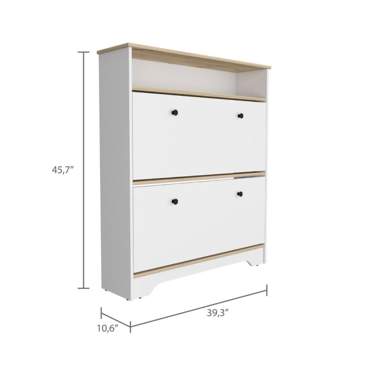 Cranbery 2 Shelf Shoe Rack Light Oak And White