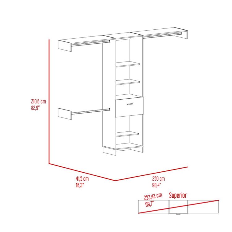 1 Drawer 4 Shelf Closet System Wenge