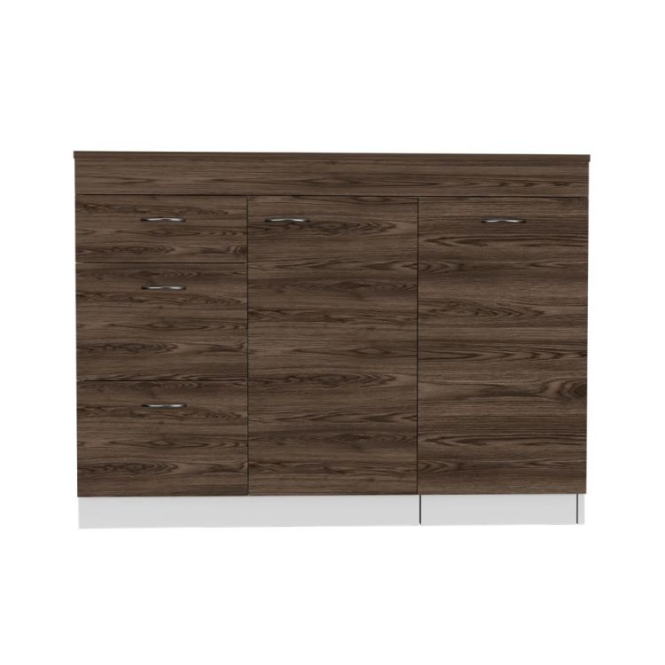 Laurel 3 Drawer L Shaped Convertible Kitchen Island White And Dark Walnut