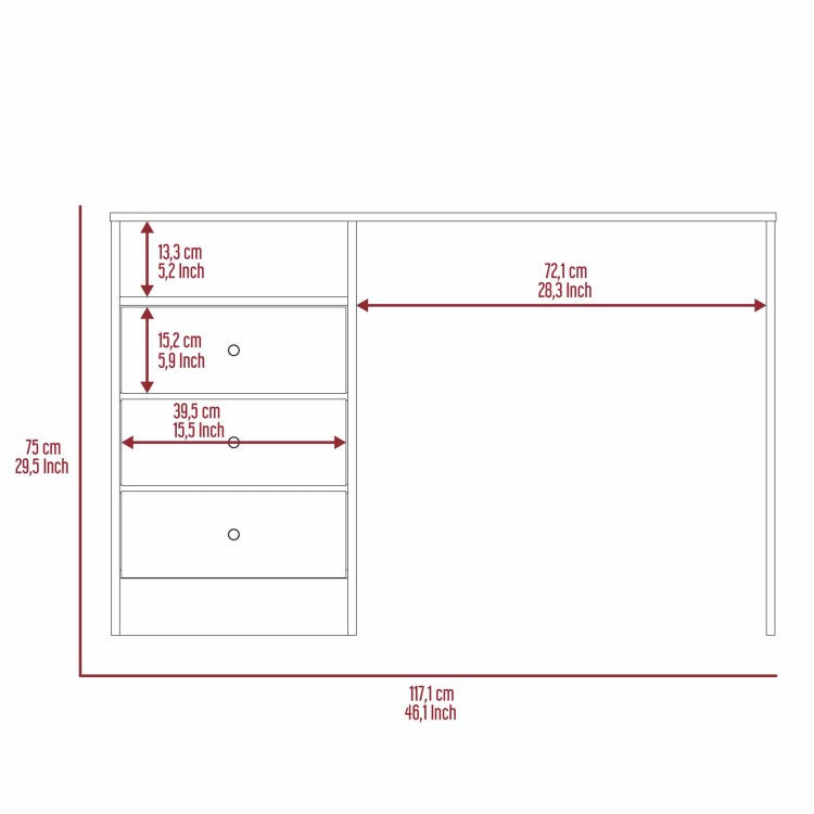 Light Oak 6 Shelf Writing Desk With Built In Bookcase
