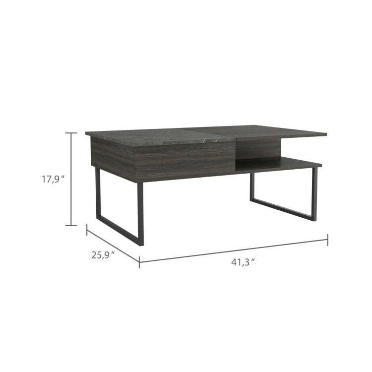 Carbon Espresso And Onyx 1 Shelf Lift Top Coffee Table