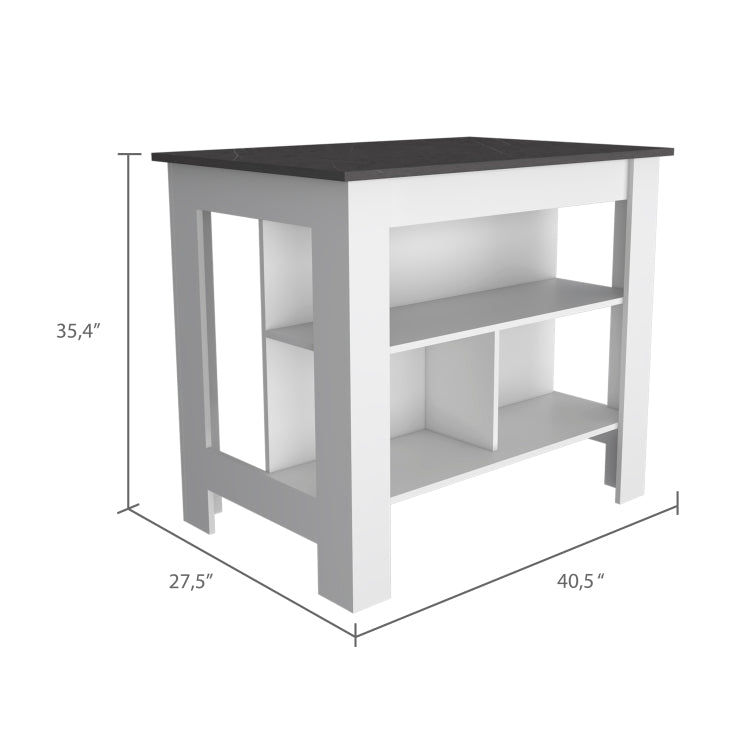 Rockaway 3 Shelf Kitchen Island White And Onix
