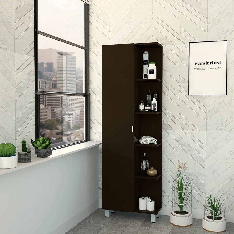 Wenge 5 Shelf Tall Cabinet