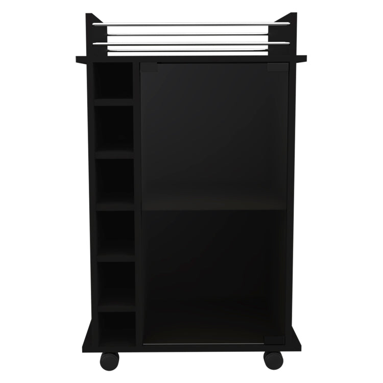 6 Bottle 3 Shelf Bar Cart Wenge