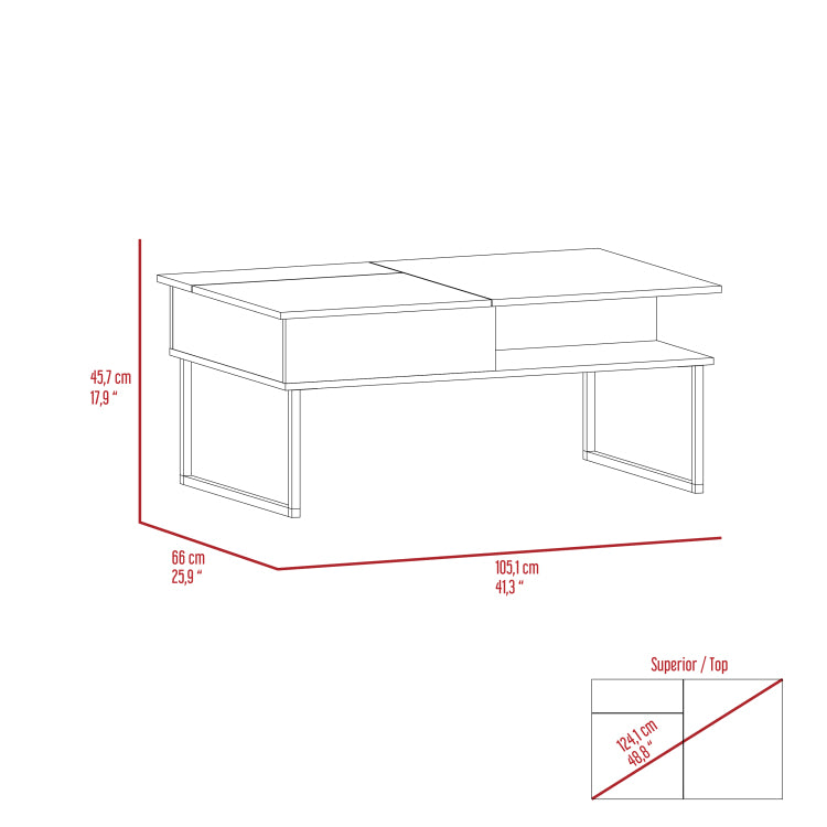 Carbon Espresso And Onyx 1 Shelf Lift Top Coffee Table