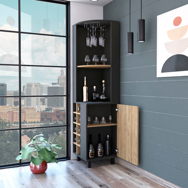 Hamden 10 Bottle 1 Shelf Bar Cabinet Wenge And Pine