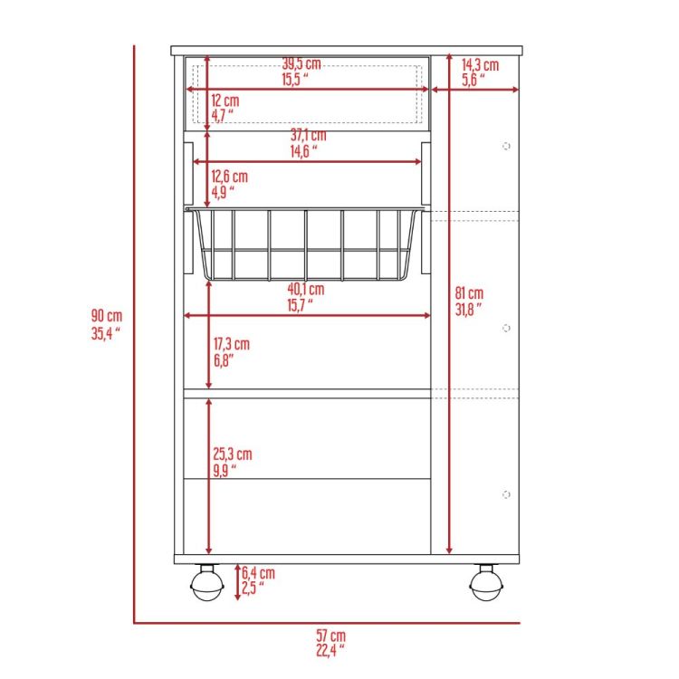 White And Light Oak 5 Shelf 1 Drawer Kitchen Cart
