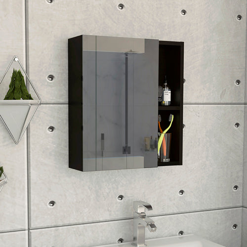 1 Shelf Rectangle Medicine Cabinet With Mirror Wenge