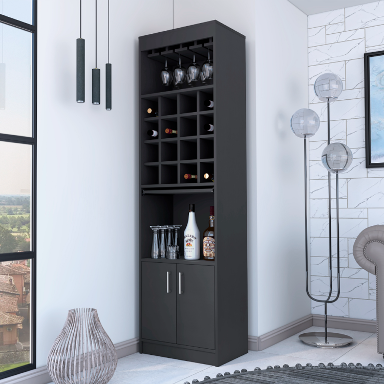 Wenge 16 Bottle 1 Shelf Bar Cabinet
