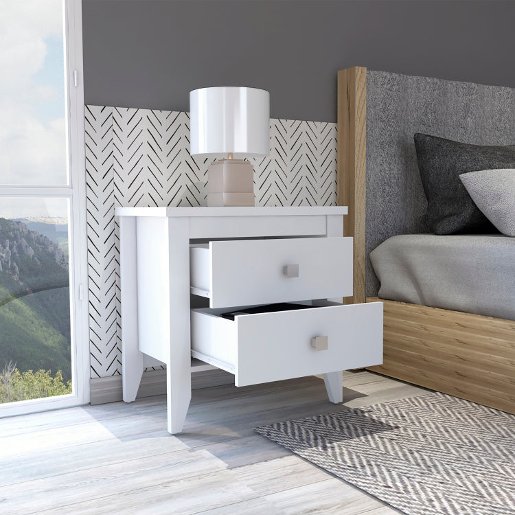 Windsor 2 Drawer Nightstand White