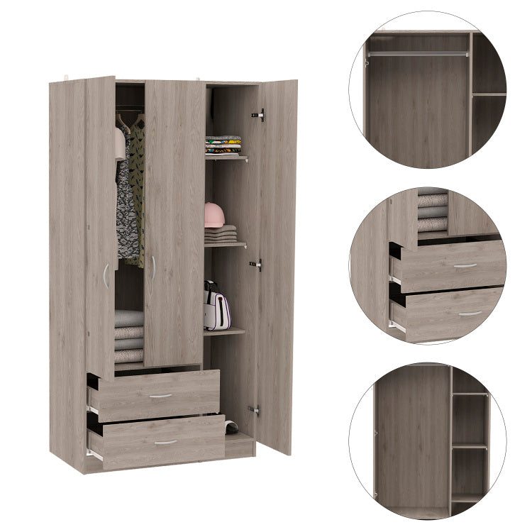 Rowaton 2 Drawer 3 Door Armoire Light Gray